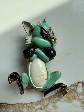Vintage 1970s Cat Bottle Opener Gold Tone Metal
